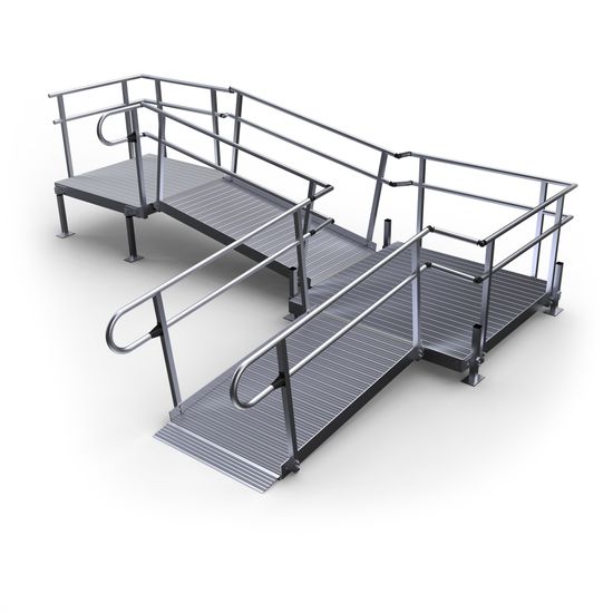 16-552TP-I Harmar Elevation 16 Side-Entry L-Shaped Modular Ramp with 5 Top Platform - Installation Included