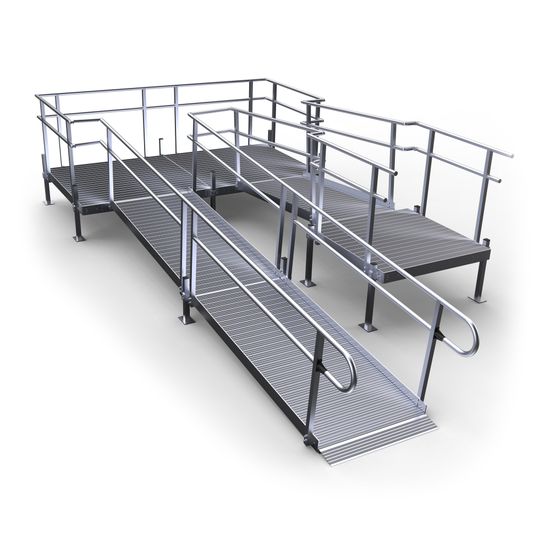21-44SSB45-I Harmar Elevation 21 U-Shaped Modular Ramp with 4 Top Platform 8 Turning Plat - Installation Included