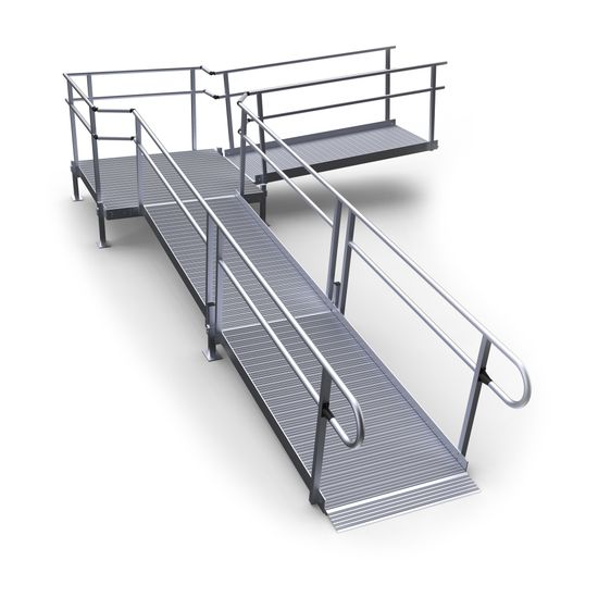 22-5590T-I Harmar Elevation 22 L-Shaped Modular Ramp with 5 Turning Platform - Installation Included