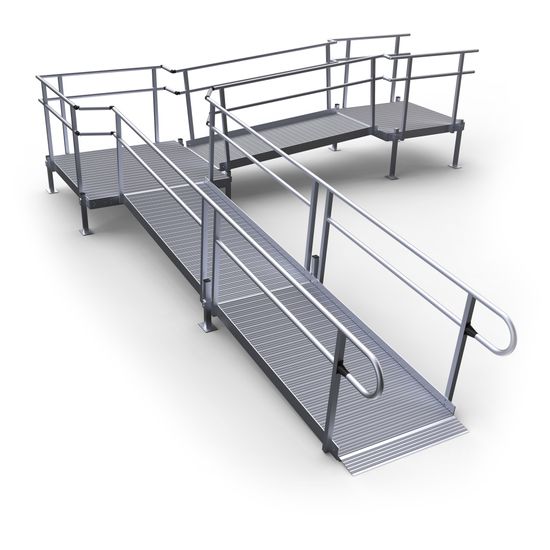 22-55ST-I Harmar Elevation 22 L-Shaped Modular Ramp with 5 Top Platform - Installation Included