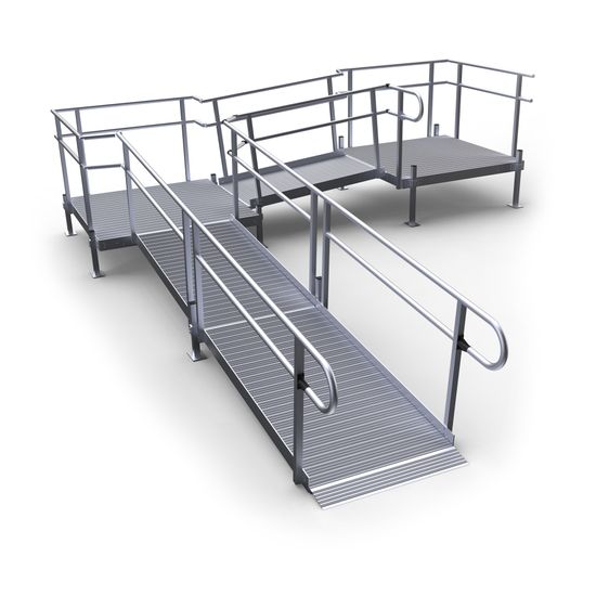 23-552TP-I Harmar Elevation 23 Side-Entry L-Shaped Modular Ramp with 5 Top Platform - Installation Included