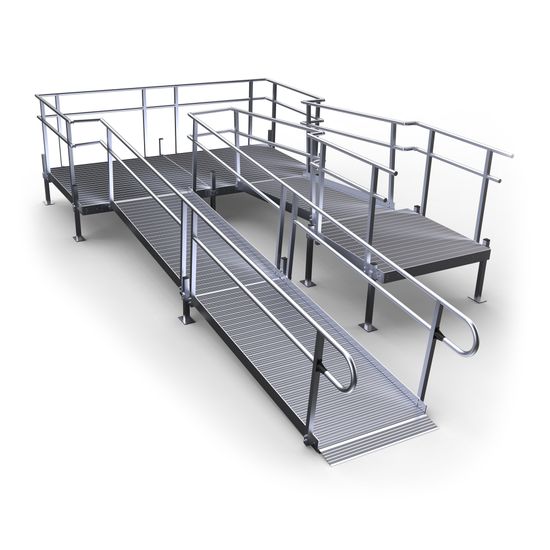 24-55SSB55-I Harmar Elevation 24 U-Shaped Modular Ramp with 5 Top Platform 10 Turning Platform - Installation Included