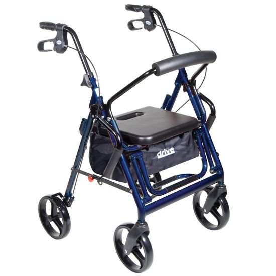 795b Drive Medical Blue Duet Dual Function Transport Wheelchair Rollator