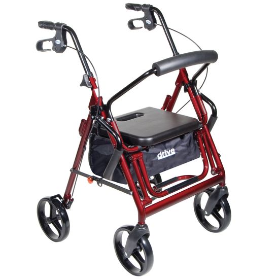 795bu Drive Medical Burgandy Duet Dual Function Transport Wheelchair Rollator