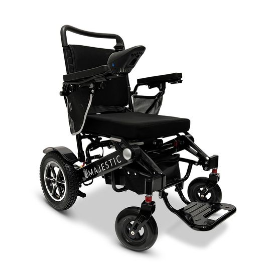 IQ7000AF-BLK ComfyGo Majestic 12AH Remote-Controlled Electric Wheelchair wAuto-Fold - Black FrameBlack Mesh Fabric