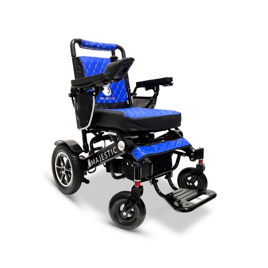 IQ7000LE-MAX-BLK-BLU ComfyGo Majestic 20AH Remote-Controlled Electric Wheelchair - Black FrameBlue Faux Leather