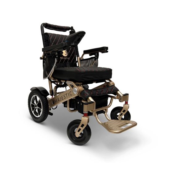 IQ7000LE-MAX-BRZ-BLK ComfyGo Majestic 20AH Remote-Controlled Electric Wheelchair - Bronze FrameBlack Faux Leather
