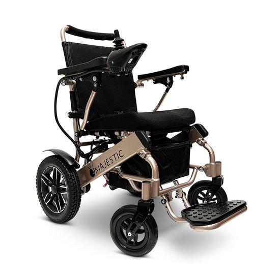 IQ8000-BRZ ComfyGo Majestic 12AH Remote-Controlled Electric Wheelchair with 175 Seat - Bronze FrameBlack Mesh Fabric