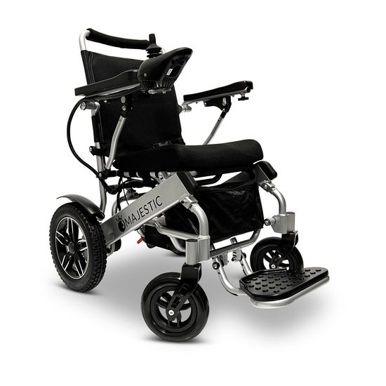 IQ8000-SLV ComfyGo Majestic 12AH Remote-Controlled Electric Wheelchair with 175 Seat - Silver FrameBlack Mesh Fabric