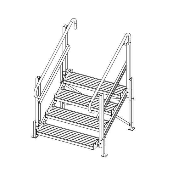 Mod-XP-Stair-4-Step 4 Step PVI Modular XP Aluminum Stair Section with Handrails