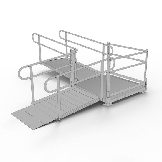 PS10L44T 10 L x 3 W EZ-ACCESS PATHWAY L-Shaped Modular Ramp Kit w4 Turn Platform