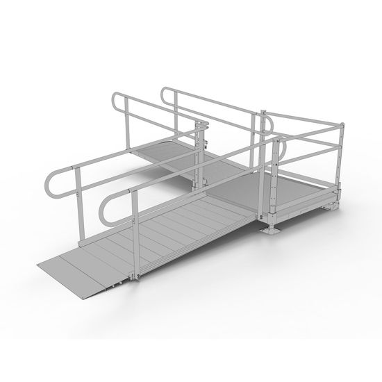 PS12L44T 12 L x 3 W EZ-ACCESS PATHWAY L-Shaped Modular Ramp Kit w4 Turn Platform