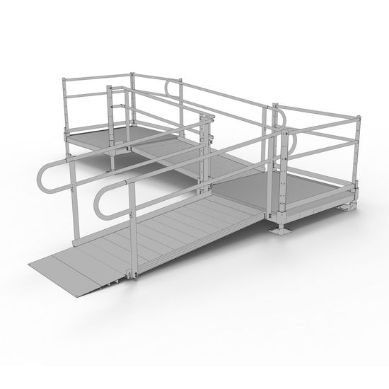 PS12L44TT 12 L x 3 W EZ-ACCESS PATHWAY L-Shaped Modular Ramp Kit w4 Platforms