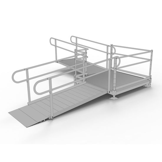 PS12L55T 12 L x 3 W EZ-ACCESS PATHWAY L-Shaped Modular Ramp Kit w5 Turn Platform