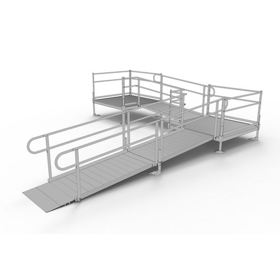 PS18L55TT 18 L x 3 W EZ-ACCESS PATHWAY L-Shaped Modular Ramp Kit w5 Platforms