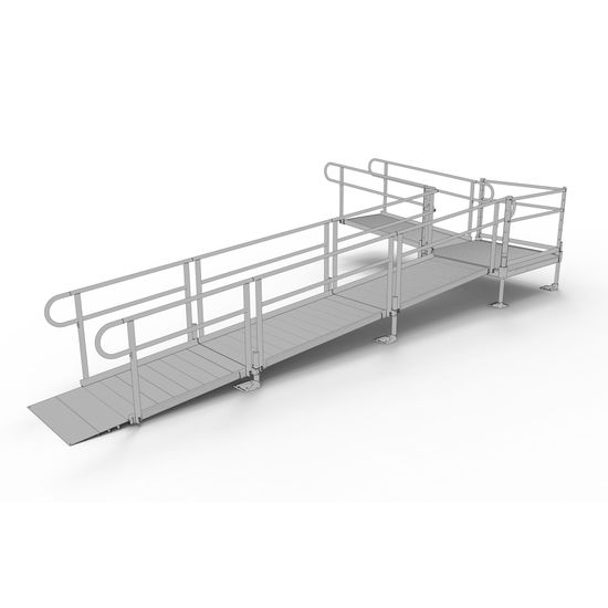 PS22L44T 22 L x 3 W EZ-ACCESS PATHWAY L-Shaped Modular Ramp Kit w4 Turn Platform