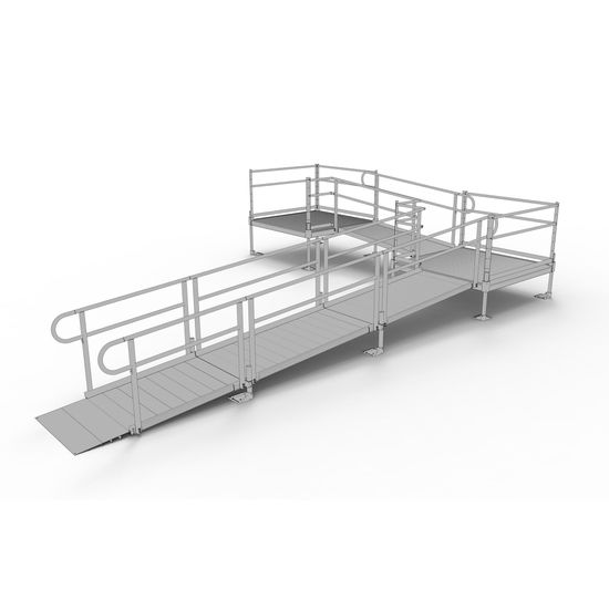 PS22L55TT 22 L x 3 W EZ-ACCESS PATHWAY L-Shaped Modular Ramp Kit w5 Platforms