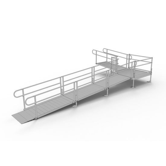 PS24L55T 24 L x 3 W EZ-ACCESS PATHWAY L-Shaped Modular Ramp Kit w5 Turn Platform
