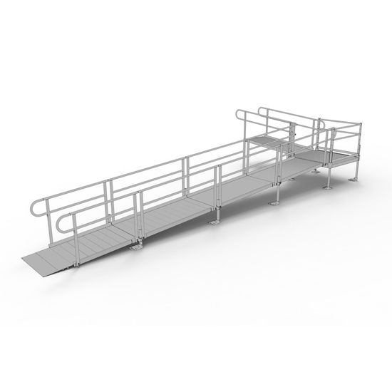 PS28L44T 28 L x 3 W EZ-ACCESS PATHWAY L-Shaped Modular Ramp Kit w4 Turn Platform