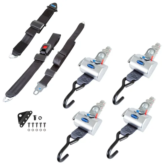 4) QRT Standard Retractors with Shoulder/Lap Belt, L-Track & Belt 4) QRT Standard Retractors with Shoulder/Lap Belt, L-Track & Belt