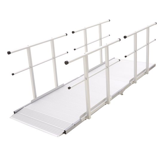 SSFHR-12 12 L x 36 W Silver Spring Folding Aluminum Wheelchair Access Ramp with Handrails - 850 lb Cap