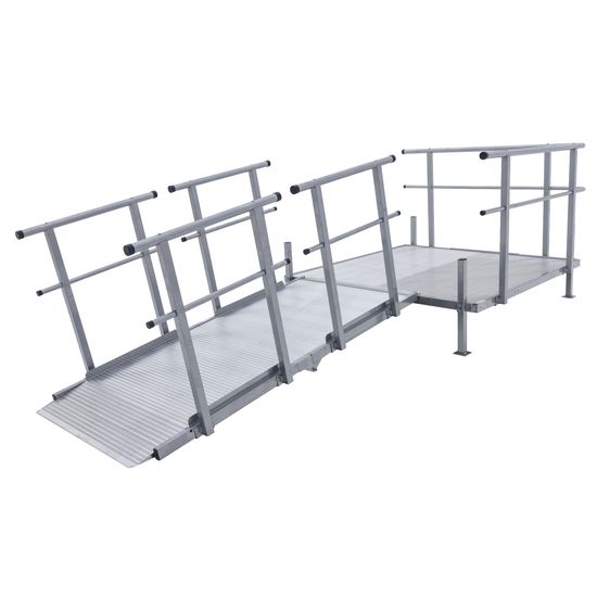 SSFKIT55-7 7 L Silver Spring Folding Aluminum Wheelchair Access Ramp with Handrails 5 Platform