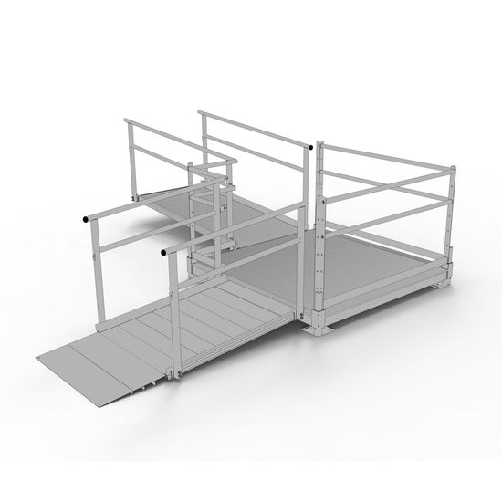SSS10L55T Silver Spring Clearway 10 L-Shaped Modular Ramp with 5 Turn Platform