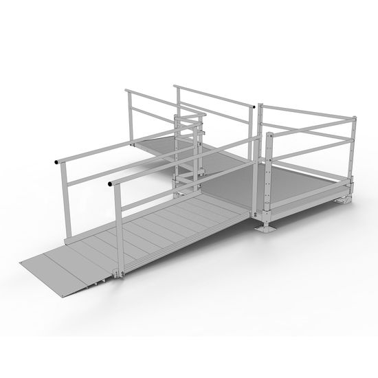 SSS12L55T Silver Spring Clearway 12 L-Shaped Modular Ramp with 5 Turn Platform