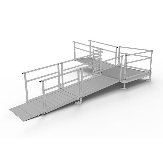 SSS16L55T Silver Spring Clearway 16 L-Shaped Modular Ramp with 5 Turn Platform
