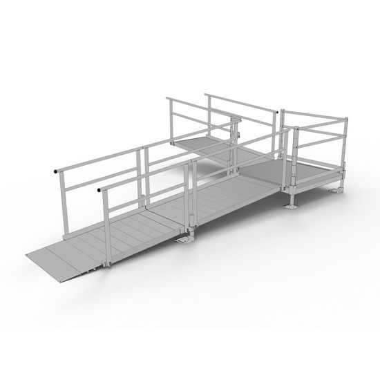 SSS17L44T Silver Spring Clearway 17 L-Shaped Modular Ramp with 4 Turn Platform