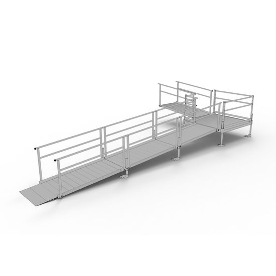 SSS24L55T Silver Spring Clearway 24 L-Shaped Modular Ramp with 5 Turn Platform