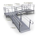 21-44552TP-I Harmar Elevation 21 Side-Entry L-Shaped Modular Ramp with 4 Top Platform - Installation Included 1