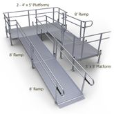 24-55TSB45-I Harmar Elevation 24 Side-Entry U-Shaped Modular Ramp with 5 Top Platform 8 Turning Platform - Installation Included 1