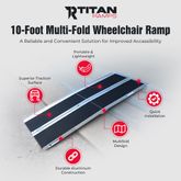 322100 10 L x 29 W Titan Ramps Multi-Fold Aluminum Wheelchair Ramp - 600 lb Capacity EI1