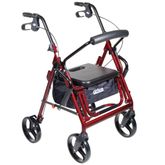 795bu Drive Medical Duet Dual Function Transport Wheelchair Rollator - Burgundy