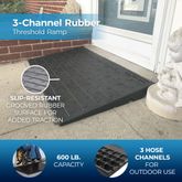 DH-UP-83 3 H Silver Spring Rubber 3-Channel Threshold Ramp - 600 lb Cap EI1