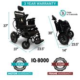 IQ8000LE-MAX-BLK-BLU ComfyGo Majestic 20AH Remote-Controlled Electric Wheelchair with 175 Seat - Black FrameBlue Faux Leather 1