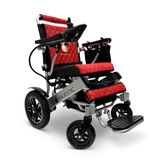 IQ8000LE-SLV-RED ComfyGo Majestic 12AH Remote-Controlled Electric Wheelchair with 175 Seat - Silver FrameRed Faux Leather