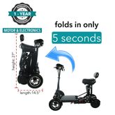 MS3000-MAX-BLK ComfyGo 156AH Foldable Mobility Scooter with Standard Seat - Black 2
