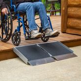SFP02-AS 2 L x 30 W Silver Spring Aluminum Single-Fold Grit-Coat Wheelchair Ramp - 700 lb Cap 1