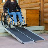SFP06-AS 6 L x 30 W Silver Spring Aluminum Single-Fold Grit-Coat Wheelchair Ramp - 700 lb Cap 1