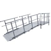 SSFKIT44-10 10 L Silver Spring Folding Aluminum Wheelchair Access Ramp with Handrails 4 Platform