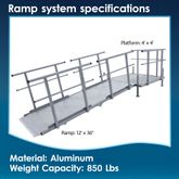 SSFKIT44-12 12 L Silver Spring Folding Aluminum Wheelchair Access Ramp with Handrails 4 Platform 2