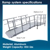 SSFKIT44-7 7 L Silver Spring Folding Aluminum Wheelchair Access Ramp with Handrails 4 Platform 2