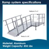 SSFKIT55-6 6 L Silver Spring Folding Aluminum Wheelchair Access Ramp with Handrails 5 Platform 2