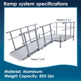 SSFKIT55-7 7 L Silver Spring Folding Aluminum Wheelchair Access Ramp with Handrails 5 Platform 2