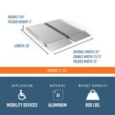 SUITCASE-SS3 3 L x 30 W EZ-ACCESS SUITCASE Aluminum Single-fold Wheelchair Ramp - 800 lb Capacity 2