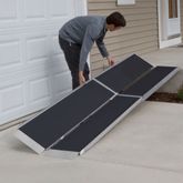 WCMF-10 10 L x 295 W Silver Spring Aluminum Multi-Fold Grit-Coat Wheelchair Ramp - 600 lb Cap 1