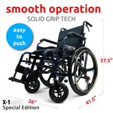X1-SE-BLK ComfyGo Manual Wheelchair 24 Quick-Detach Aluminum Wheels - Black 1