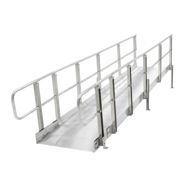 16' L PVI Modular XP Aluminum Wheelchair Ramp Section with Handrails ...